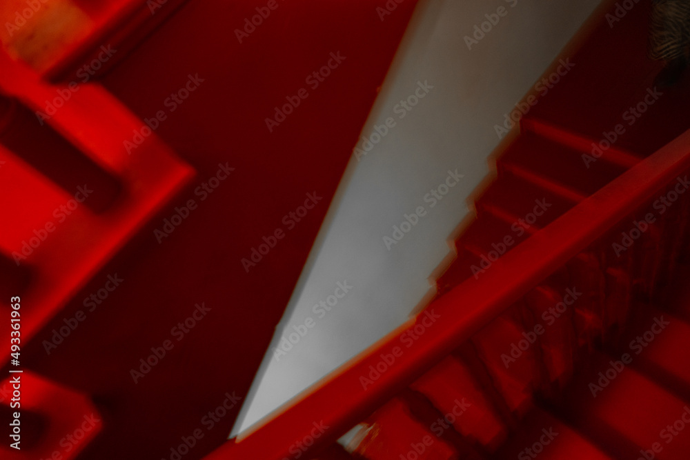 Red Saturated Stairs And Handrail Perspective Red Saturated Stairs And Handrail Perspective
