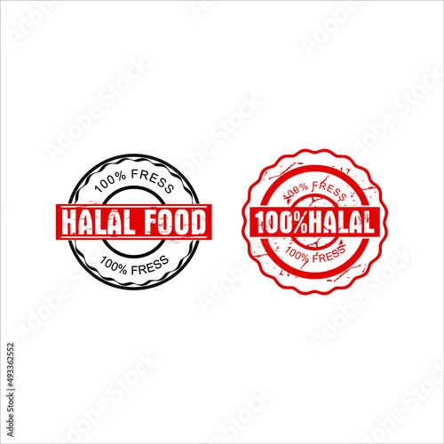Two halal food circle stamp label template