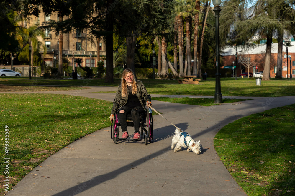 Woman with Disability Walks Dog Woman with Disability Walks Dog