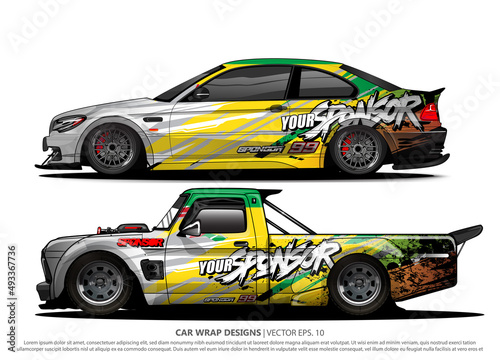 Race car wrap design vector for vehicle vinyl sticker and automotive decal livery 