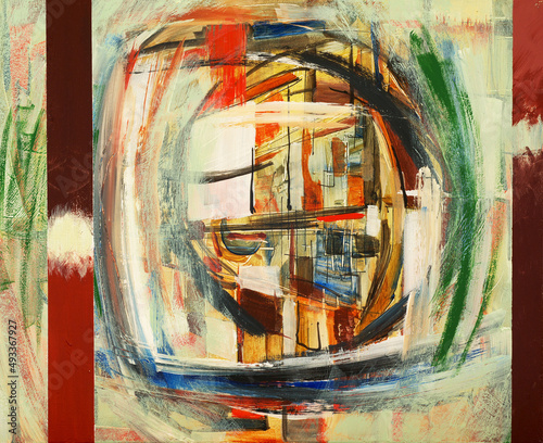 An abstract painting, ambiguous and hard to interpret. 