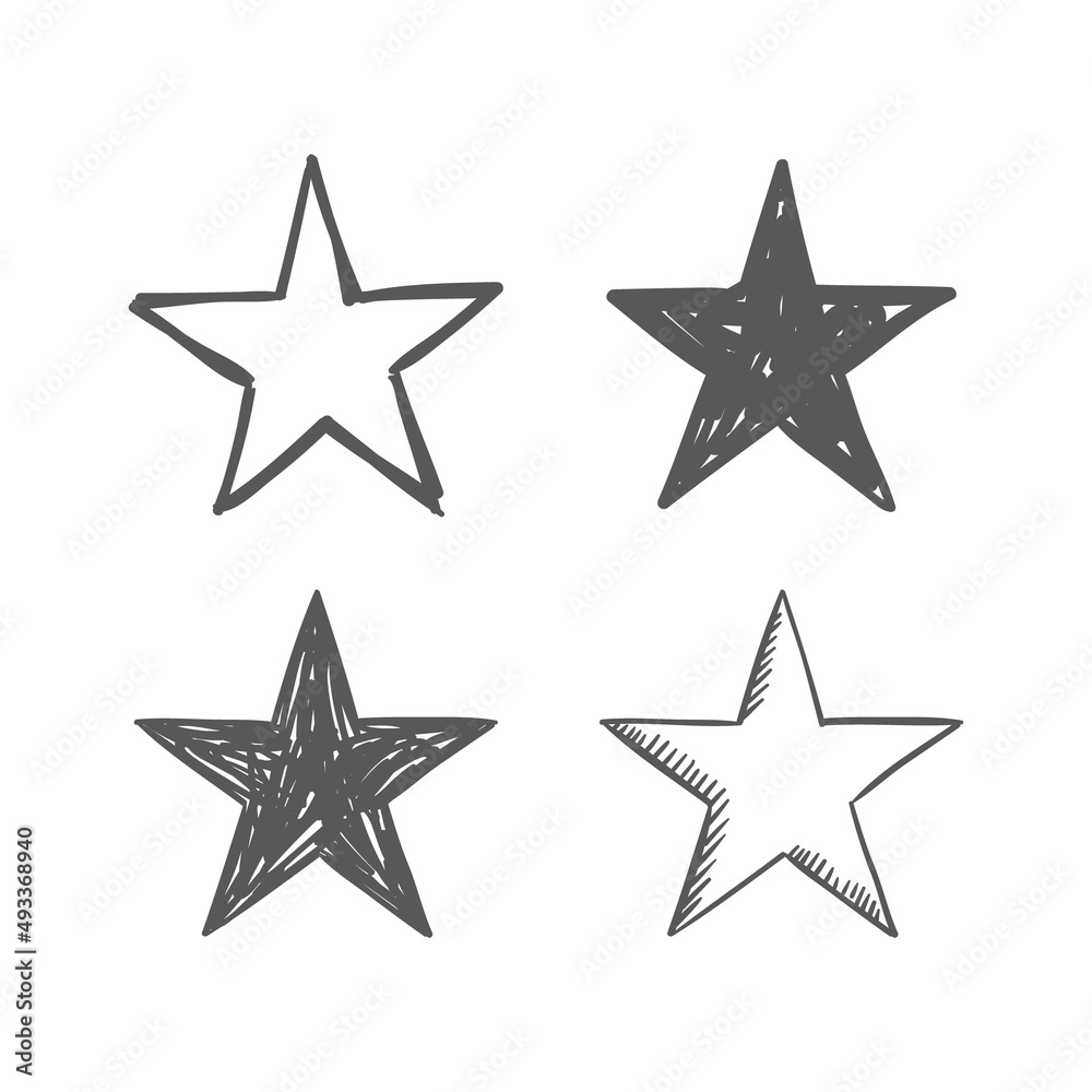 Hand drawn star icons. Set of doodle stars. Hand drawn star icons. Set of doodle stars.
