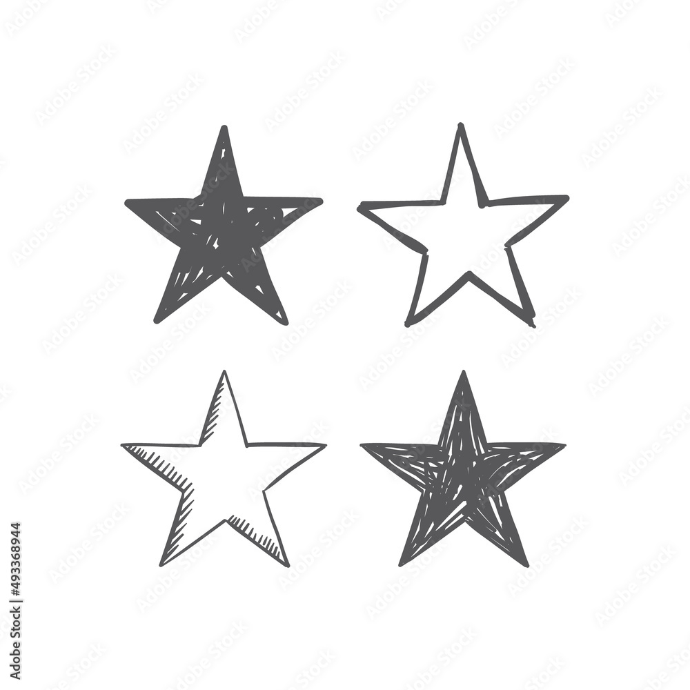 Hand drawn star icons. Set of doodle stars. Hand drawn star icons. Set of doodle stars.