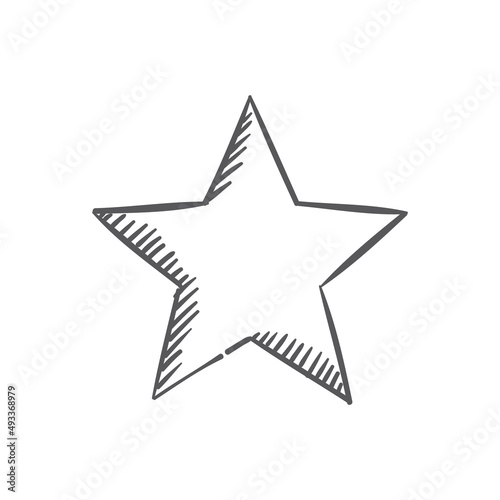 Star doodle, hand drawn icon.