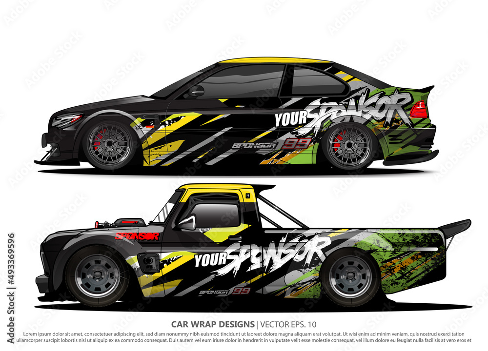 Race car wrap design vector for vehicle vinyl sticker and automotive decal livery
