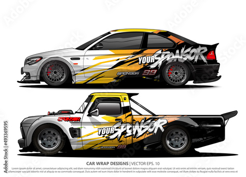 Race car wrap design vector for vehicle vinyl sticker and automotive decal livery 