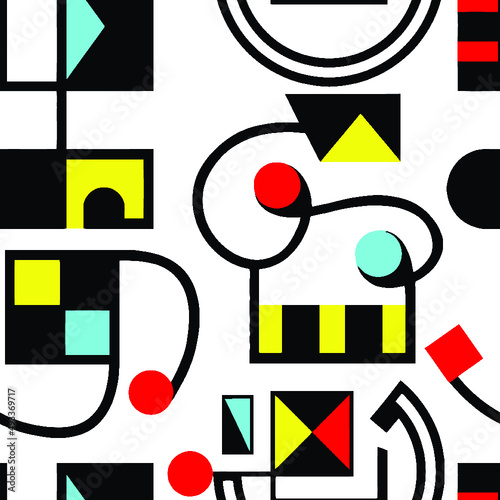 Geometric abstract retro mid century modern art seamless pattern. Concepts: 50's, modern art, geometric, abstract, 60's, pop art, 70's