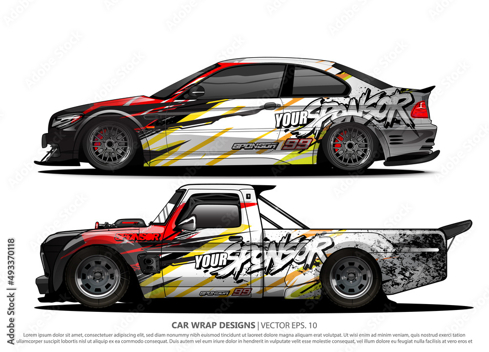 Race car wrap design vector for vehicle vinyl sticker and automotive decal livery
