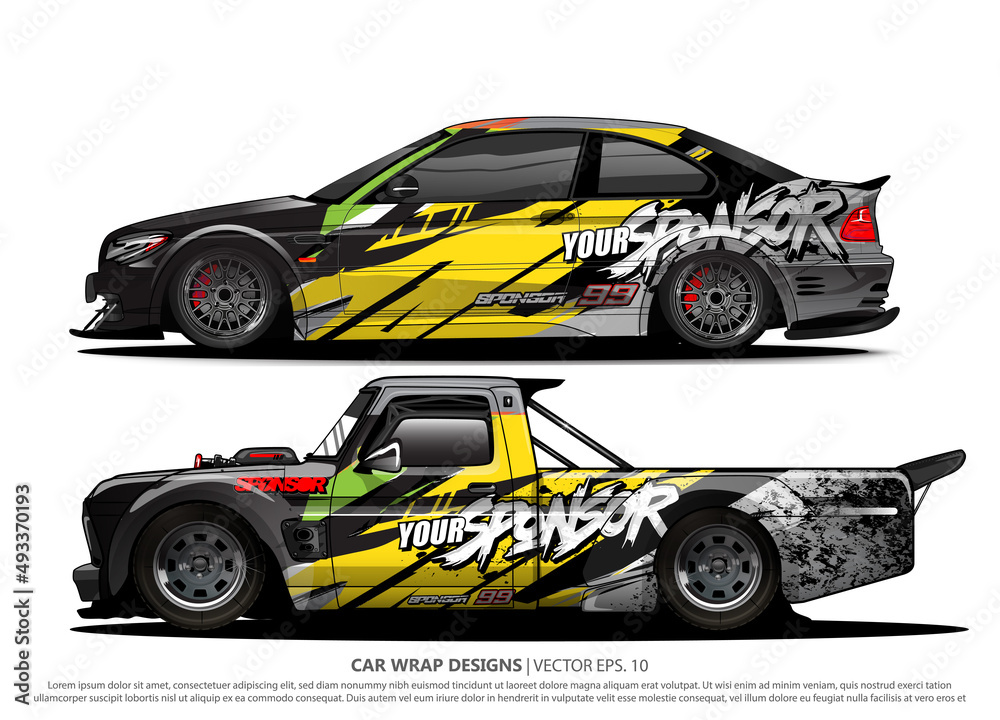 Race car wrap design vector for vehicle vinyl sticker and automotive decal livery
