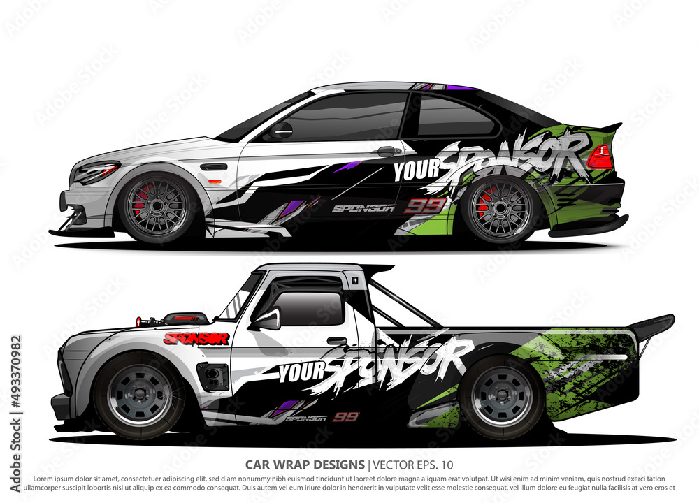 Race car wrap design vector for vehicle vinyl sticker and automotive decal livery
