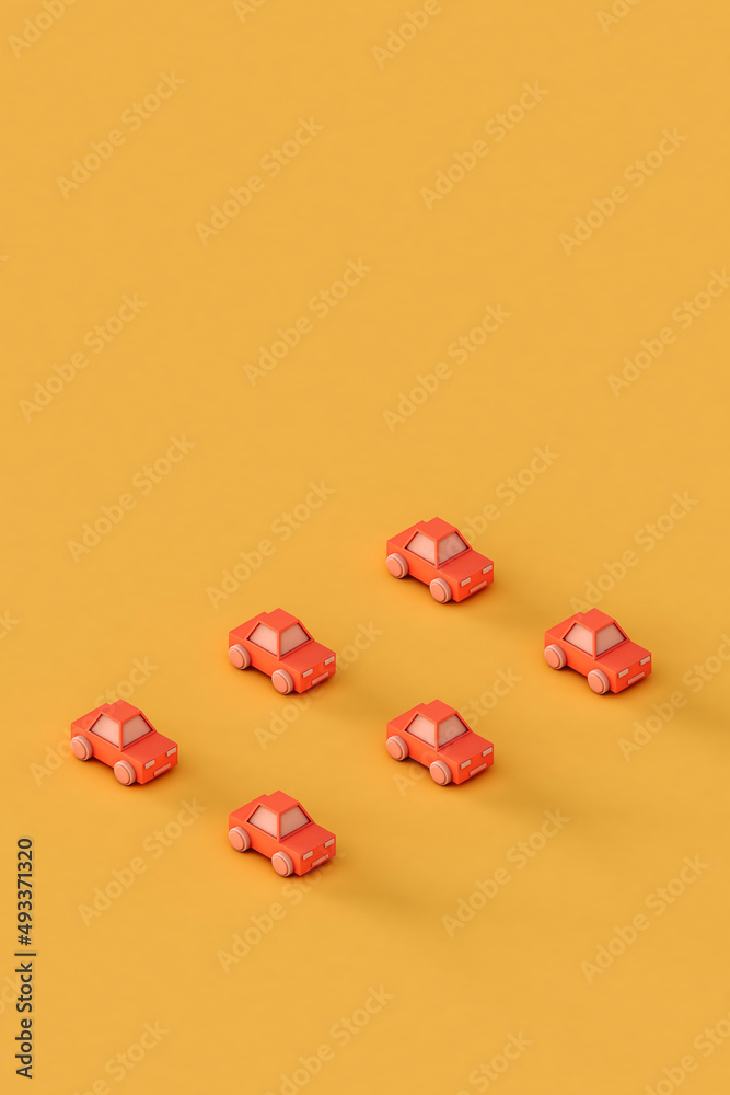 small Pink toy car on a yellow background small Pink toy car on a yellow background