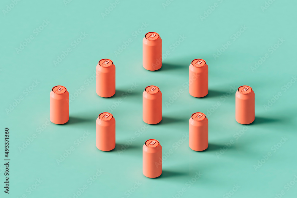 isometric view of Pink can on a blue background isometric view of Pink can on a blue background