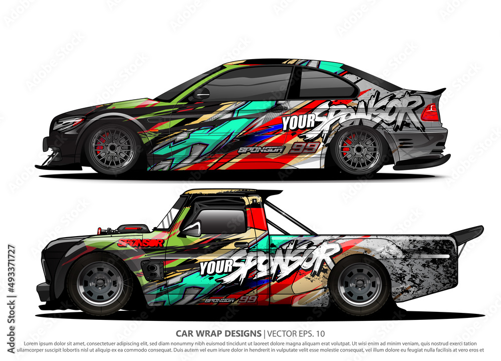 Race car wrap design vector for vehicle vinyl sticker and automotive decal livery
