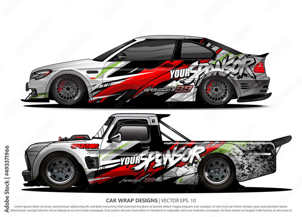 Race car wrap design vector for vehicle vinyl sticker and automotive decal livery
