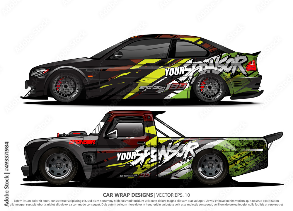 Race car wrap design vector for vehicle vinyl sticker and automotive decal livery
