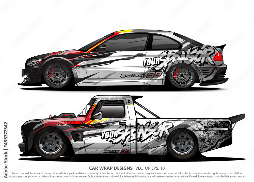 Race car wrap design vector for vehicle vinyl sticker and automotive decal livery
