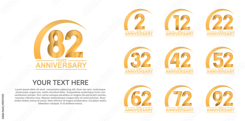 set anniversary logotype premium collection gold color with swoosh on ...