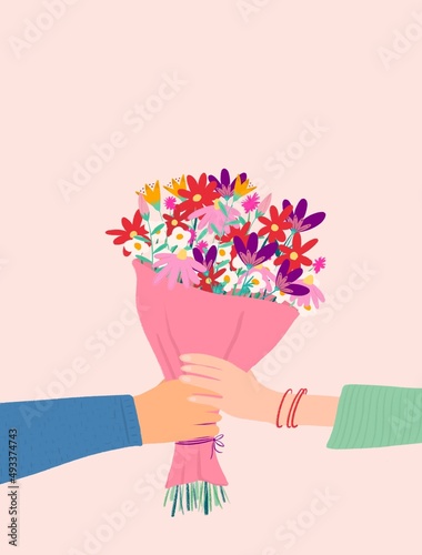Giving flowers illustration