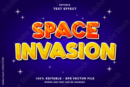 Space Invasion Game Logo Text Effect