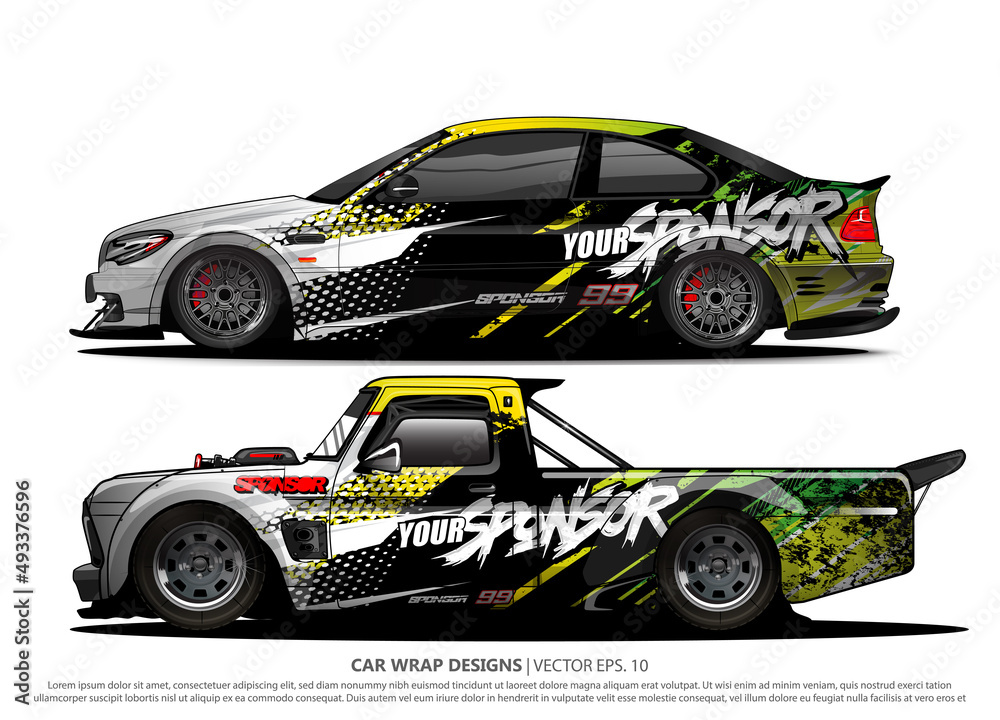 car livery Graphic vector. abstract racing shape design for vehicle vinyl wrap background
car livery Graphic vector. abstract racing shape design for vehicle vinyl wrap background