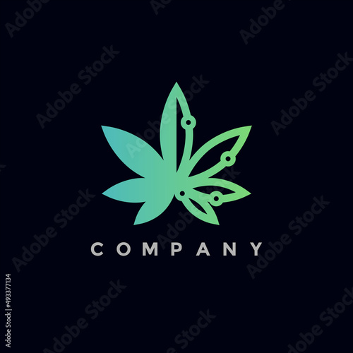 Cannabis tech logo design illustration