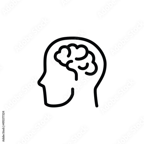 Human brain icon. Simple outline style. Think, mind, head, idea, creative concept. Vector line illustration design isolated. EPS 10. photo