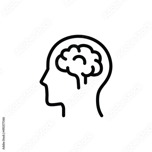 Human brain icon. Simple outline style. Think, mind, head, idea, creative concept. Vector line illustration design isolated. EPS 10.