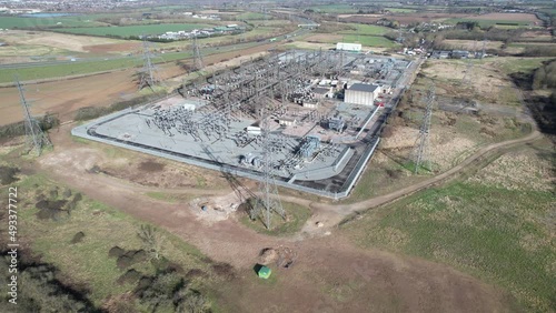 Rayleigh Main Substation , Essex UK drone aerial low Point of view photo