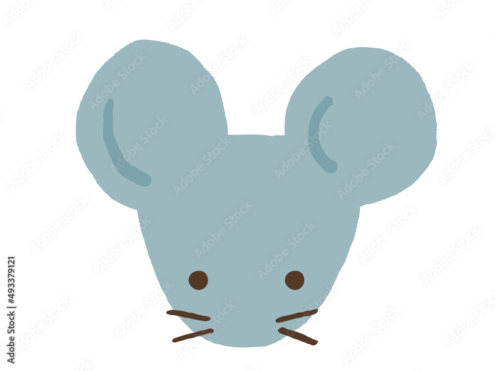 Obraz premium かわいいネズミの顔／手描きイラスト