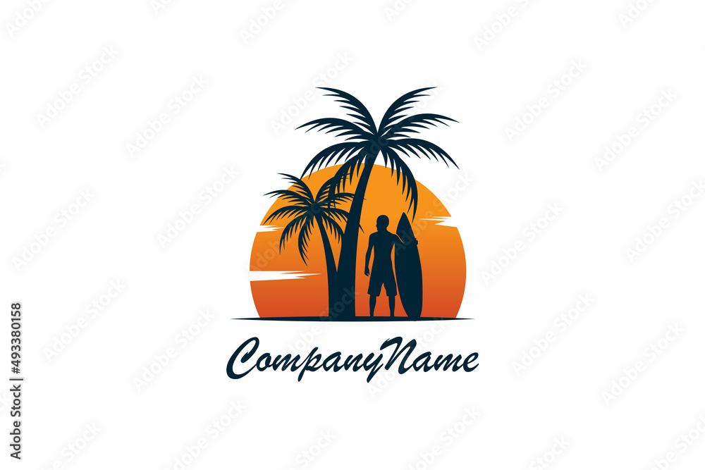 Palm tree logo Vector illustration design