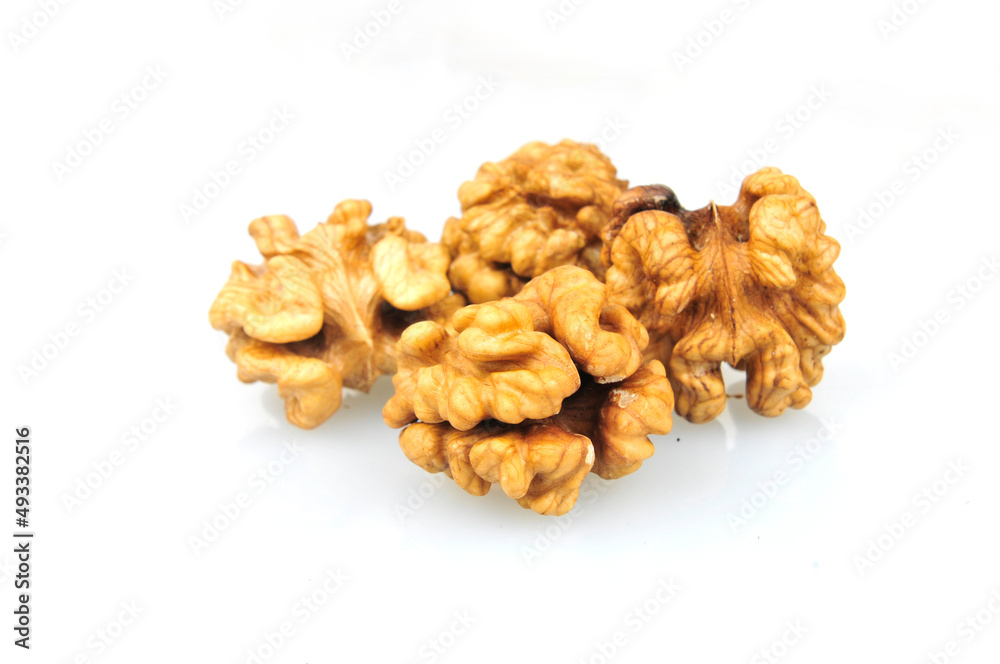 White background of the walnut White background of the walnut