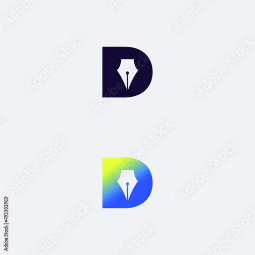 Free Download letter pen D logo gradient color. Vector abstract material design style.  - GFXLoad