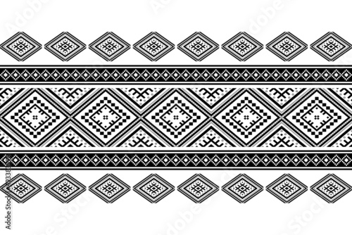 Geometric ethnic oriental seamless pattern traditional Design for background,carpet,wallpaper.clothing,wrapping,Batik fabric,Vector illustration.embroidery style - Sadu, sadou, sadow or sado