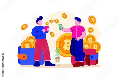 Crypto Transaction illustration concept. Flat illustration isolated on white background