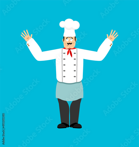 Chef confused. Cook perplexed. kitchener Vector illustration