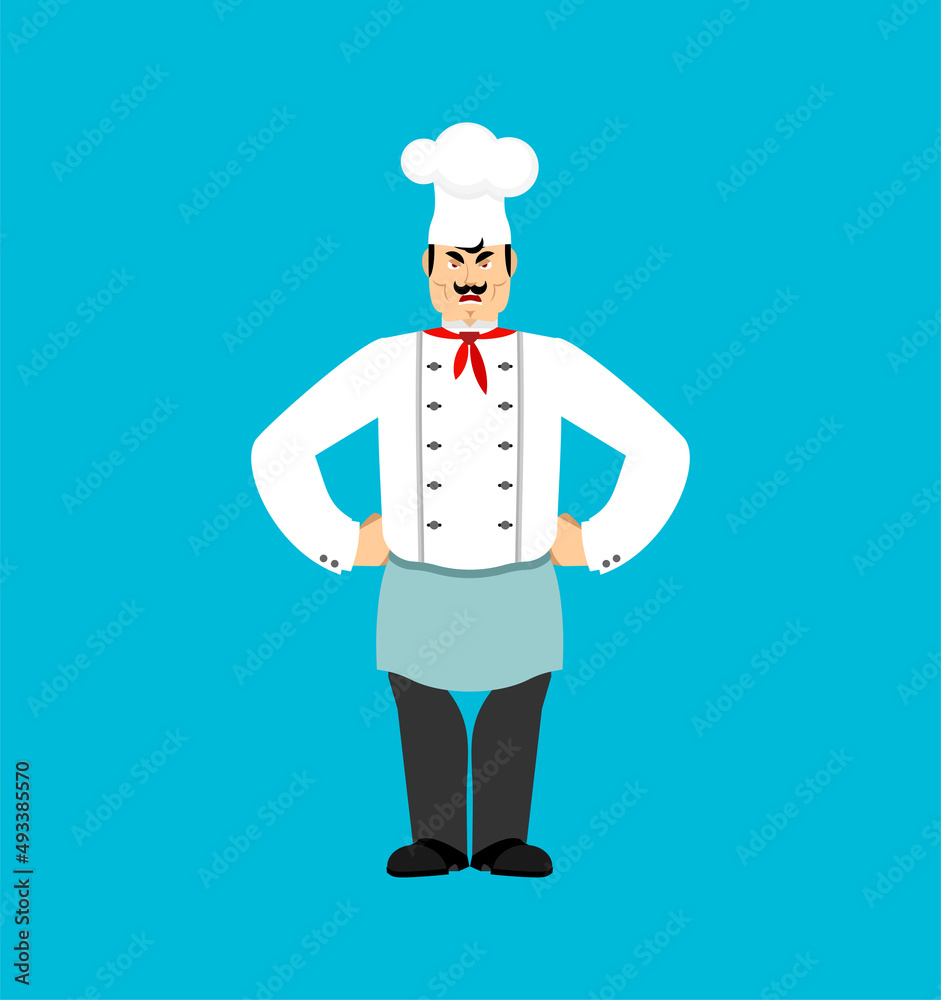 Chef angry. Cook evil. kitchener Vector illustration