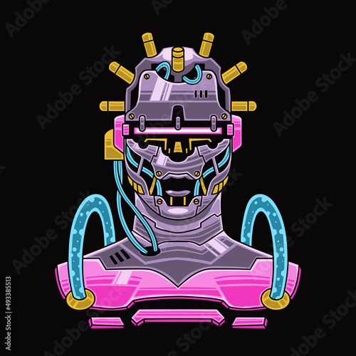 Cyberpunk cyborg premium vector