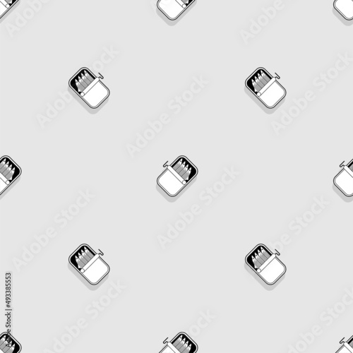 Canned anchovy pattern seamless. canned goods anchovies background. Vector texture
