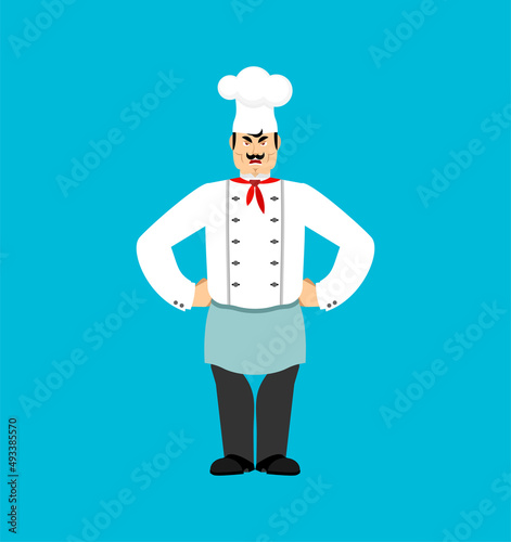 Chef angry. Cook evil. kitchener Vector illustration