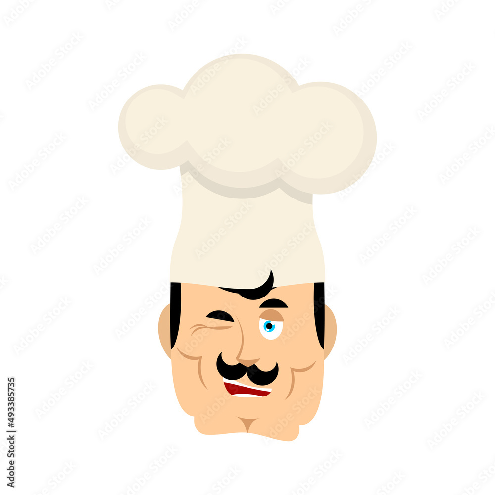 Chef winks emoji. Cook happy emotions avatar. kitchener Vector illustration Chef winks emoji. Cook happy emotions avatar. kitchener Vector illustration