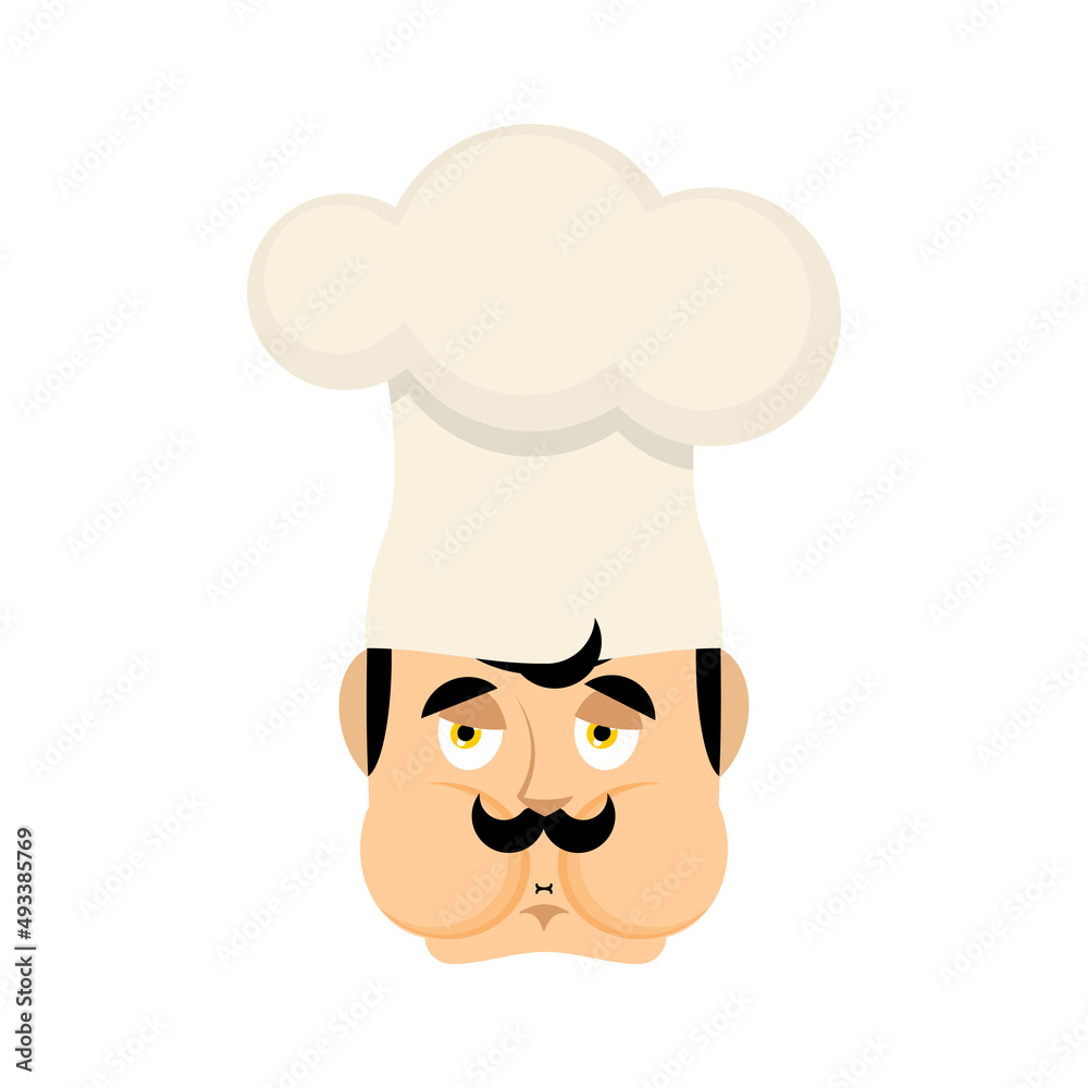 Chef Nausea emoji. Cook Sick emotions avatar. kitchener Vector illustration Chef Nausea emoji. Cook Sick emotions avatar. kitchener Vector illustration