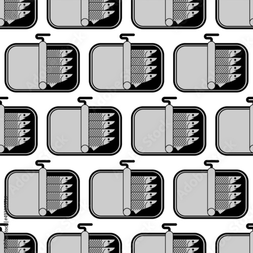 Canned anchovy pattern seamless. canned goods anchovies background. Vector texture