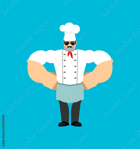 Chef Strong Cool serious. Cook strict. kitchener Vector illustration