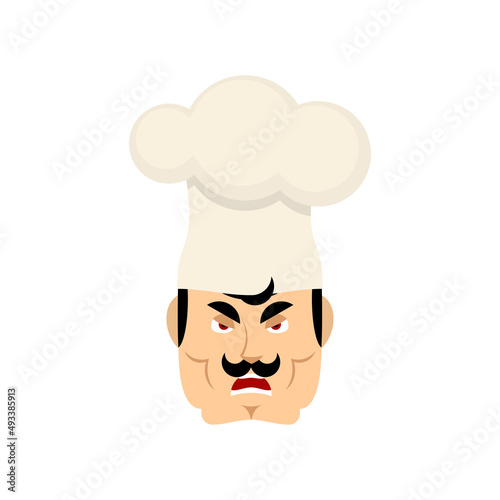 Chef angry emoji. Cook evil emotions avatarr. kitchener Vector illustration
