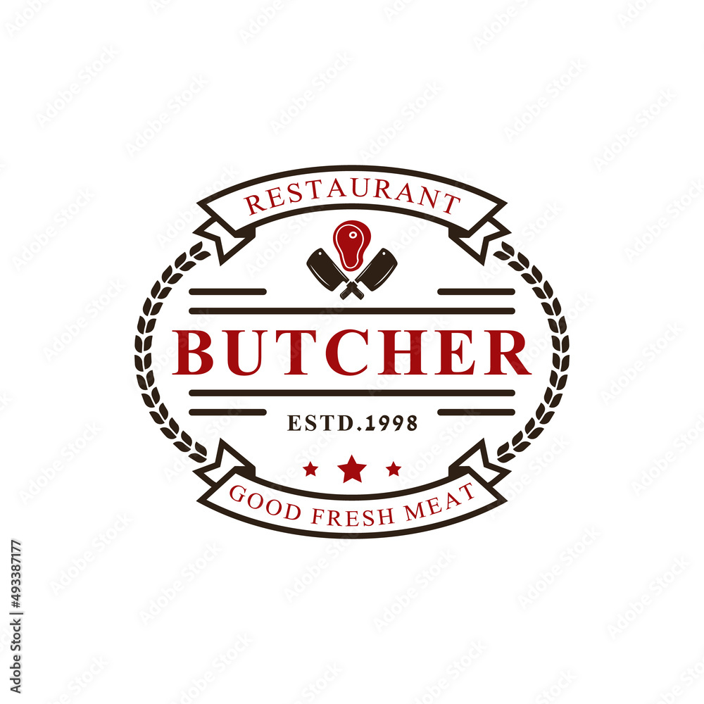 Vintage Retro Badge Butcher Shop for Logotype Vector Logo Design Inspiration