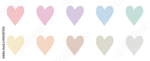 手描きハート10個セット_パステル