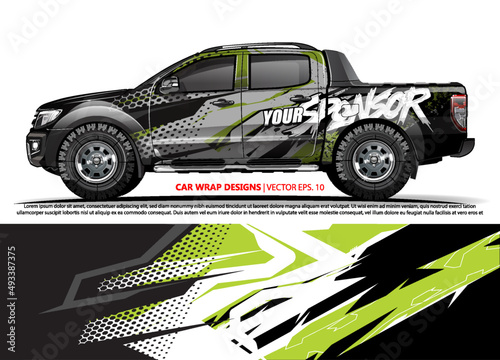 Race car wrap design vector for vehicle vinyl sticker and automotive decal livery
 photo