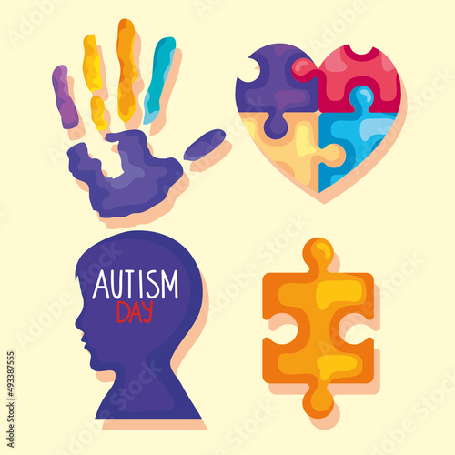 four autism day icons