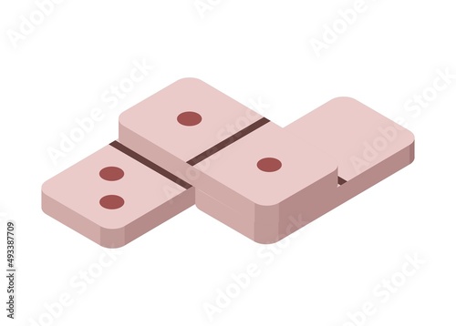 Domino card stack in isometric view. Simple flat illustration.