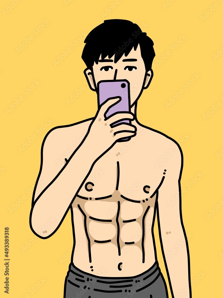 cute man cartoon on yellow background
